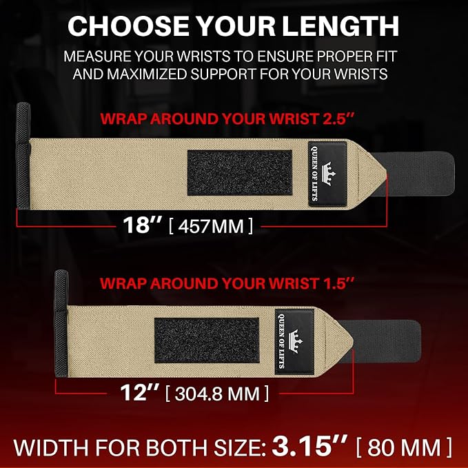 TECEUM Weightlifting 18" & 12" Wrist Wraps with Thumb Loop – Heavy Duty Wrist Workout Braces for Men and Women – Ideal for Powerlifting, Strength Training, Bodybuilding