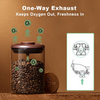 Ankou Glass Coffee Canister 900ml x 2 Jar, Airtight Food Storage Container with Pop Lid, Kitchen High Borosilicate Glass Contianers For Tea Coffee Bean Sugar