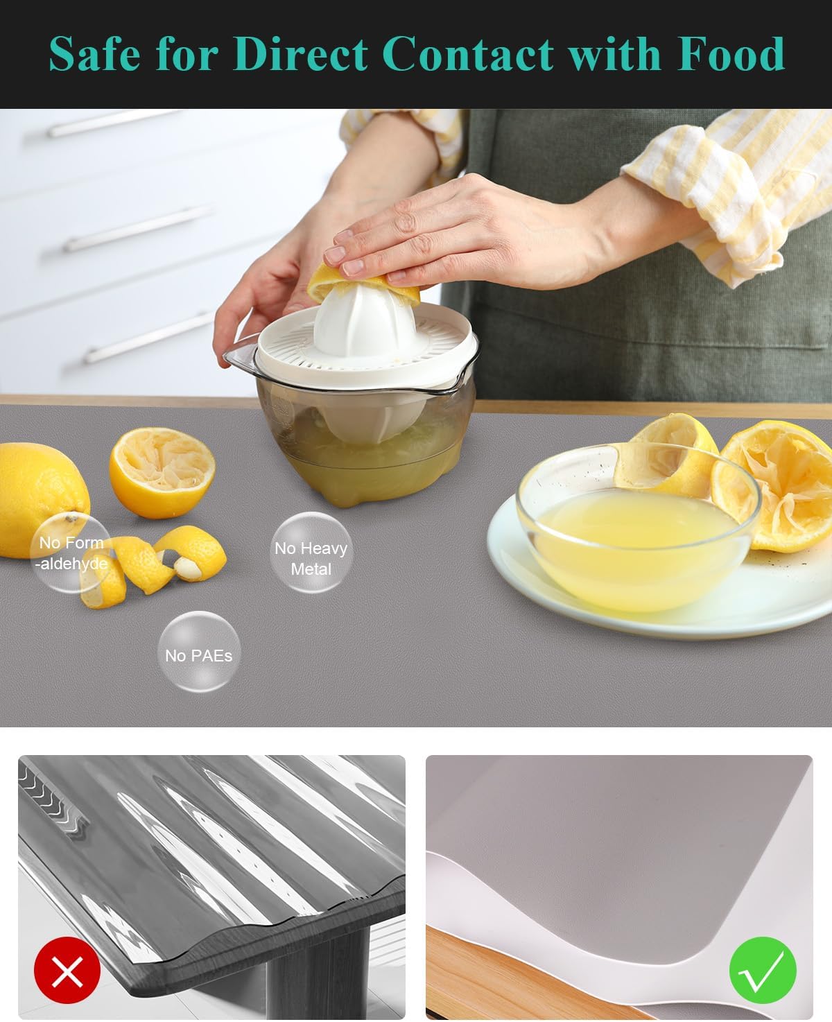 Light Gray Plastic Table Cover Protector, 36" x 54" Waterproof Easy Flat PVC Desk Pad Mat, 1.5mm Thick Rectangle Vinyl Table Top Protector for Dining Room Table, Office, Dresser