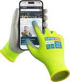 KAYGO Safety Work Gloves PU Coated for Men and Women- KG11P,12 Pairs,Seamless Knit Glove with Two Fingers Touchscreen,Ideal for General Duty Work (Green,L)