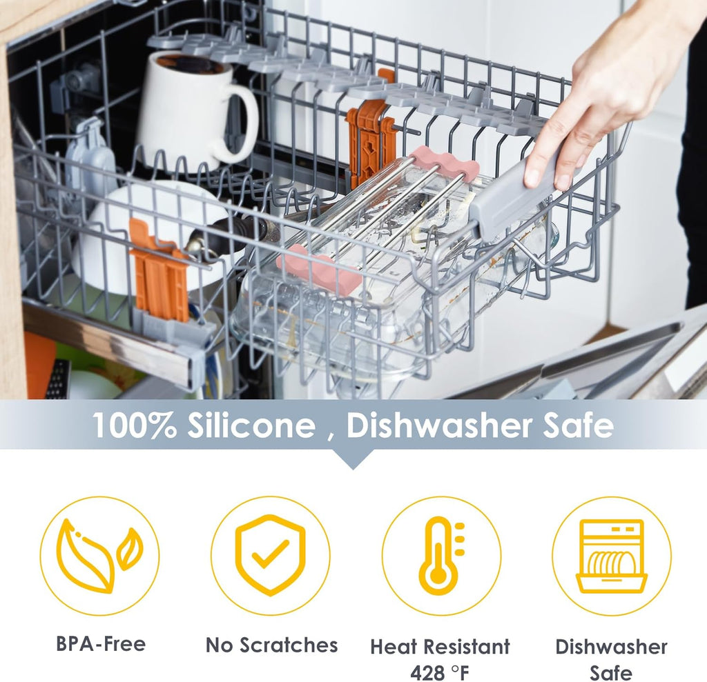 Tomorotec Adjustable Over-The-Sink Kitchen Rack for Dishcloths, Sponges, Bottles and Brushes - Heat-Resistant Stainless Steel with Slim, Expandable Design and Multifunctional Silicone Holder