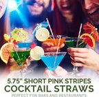 5.75 inch Short Pink Paper Straws 500 Counts, for Cocktail, Mixed Drinks, Cake Pops, Bars, Restaurants - Disposable, Compostable
