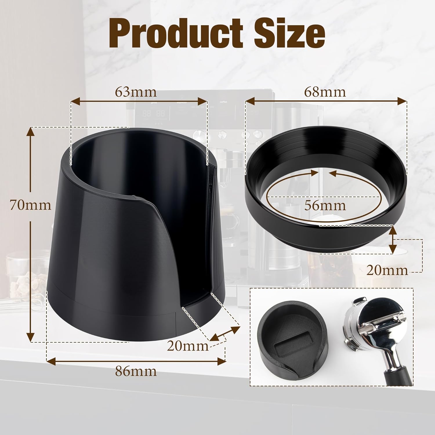 Coffee Tamper Base for Ninja Luxe Cafe Espresso ES601, Portafilter Holder Tamp Station and Coffee Powder Dosing Rings Funnel for Ninja Cafe Accessories, Sturdy Non-slip for Home Espresso Coffee