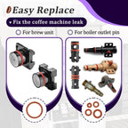 18 PCS Seal O-Ring Kit Gasket Seal Set Fit for Saeco Philips Gaggia, Professional Coffee Machine O'Rings for Boiler Outlet Pin and Brew Unit, Food Grade Silicone Ring for Saeco Daily Replacement