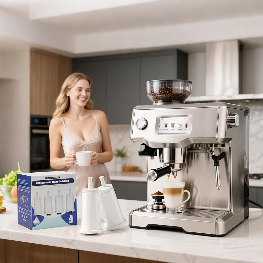 Replacement Water Filter for Breville Espresso Machine Barista Touch Bes880, Barista Pro BES878, Oracle Touch BES990, Oracle BES980, Dual Boiler BES920 Bambino ClaroSwiss Sage, Pack of 4