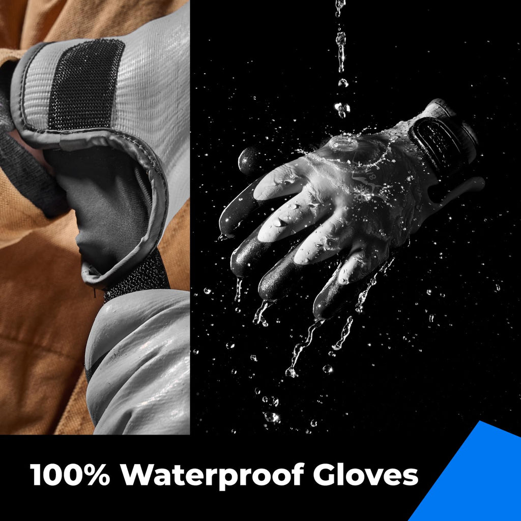 toolant 100% Waterproof Gloves Bulk Pack, 3 Pairs, Winter Work Gloves for Cold Weather, Touchsreen, Warm Freezer Gloves, Thermal Insulated, With Grip, Grey, Medium