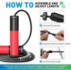 Weighted Jump Rope for Men, Women (1.5LB) - Alloy Steel Handles, Speed Skipping Rope, Gym,Indoor/Outdoor - Fitness, Workout, Boxing - Solid PVC & Cotton Rope