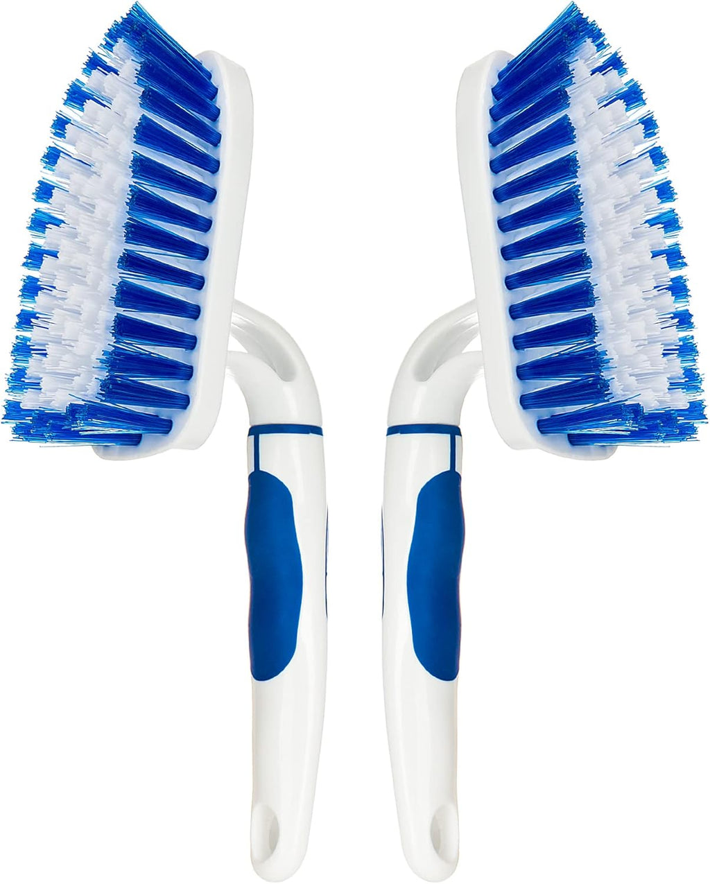 2-Pack Scrub Brush for Cleaning with Long Handle,Medium Firm Brush Bathroom Cleaning Supplies and Bathtub Cleaner and Shower Cleaning Brush,Multi-Scene Use for Kitchen or Carpet Brush,White&Blue