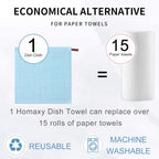 Homaxy 100% Cotton Terry Kitchen Dish Cloths, Ultra Soft and Absorbent Dish Towels for Kitchen, Suitable for Drying and Washing Dishes, 6 Pack, 12 x 12 Inches,Sky Blue