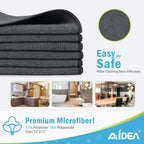 AIDEA Microfiber Cleaning Cloth 100PK, Soft Microfiber Towels for Cars, Absorbent Cleaning Rags, Lint-Free Streak-Free Wash Cloths for House, Kitchen, Window(12inx12in), Grey