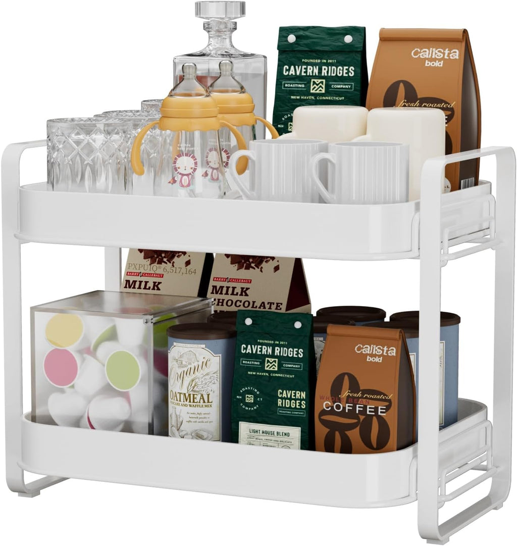 2-Tier Cup Drying Rack & Coffee Bar Accessories with Drying Tray, Coffe Mug Holder Rack for Countertop - Baby Bottle Organizer, Sippy Cup Storage, Tea holder & Glass Cup Organizer
