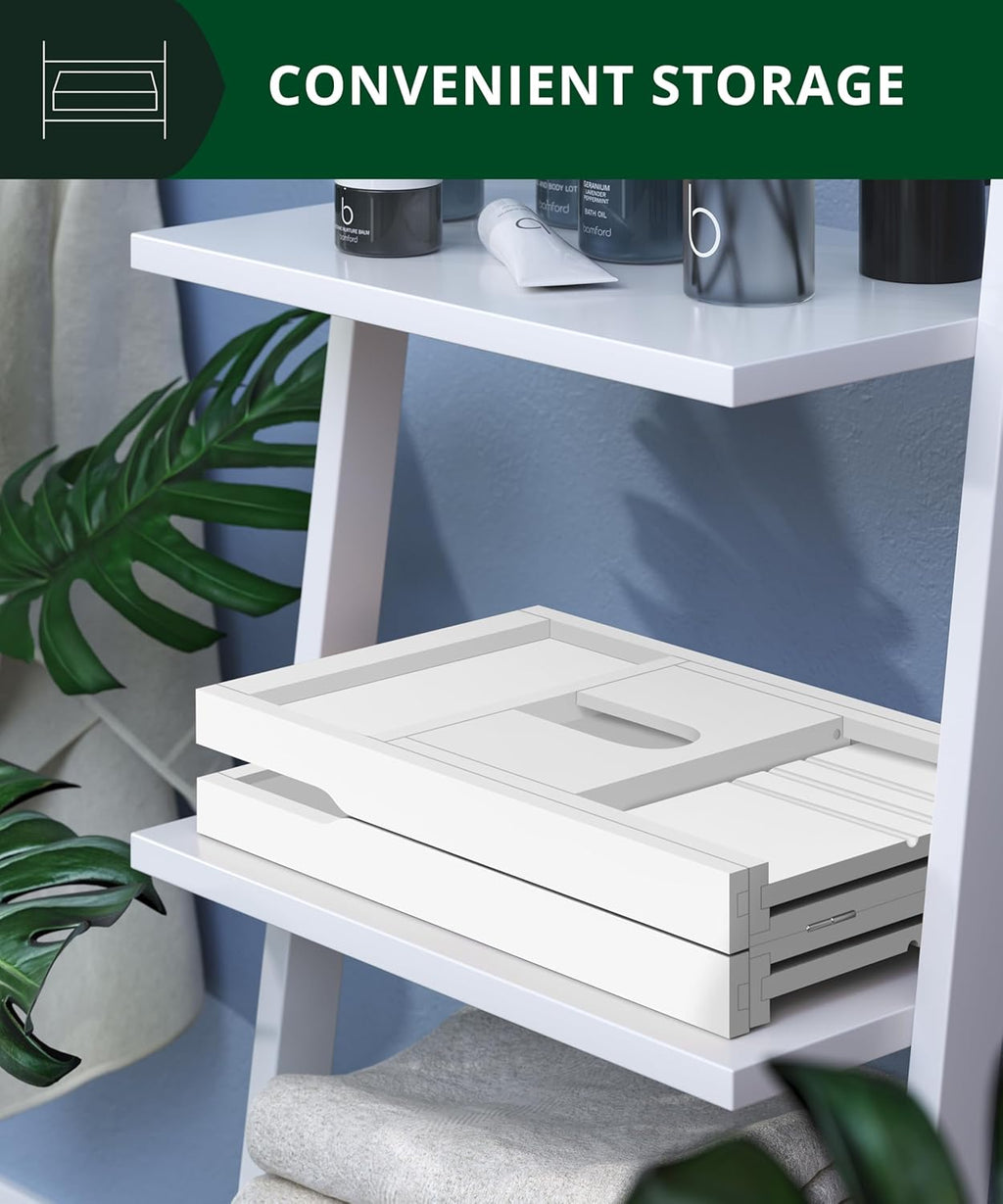 ROYAL CRAFT WOOD Premium Foldable Bathtub Tray - Wood Bath Tray for Tub, Bamboo Shelf, Expandable Bath Table Trays, Bathtub & Bathroom Accessories for New Home & Mothers Day & Birthday Gifts for Mom