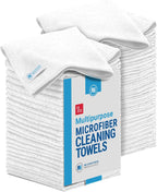 12" x 12" Microfiber Cleaning Cloths (50 Pack) - Reusable Towels, Wash Rags, Dust Cloth, All-Purpose: Kitchen, Dish, Cars, Shop, Glass (White)