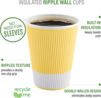 4 oz Light Yellow Paper Coffee Cup - Ripple Wall - 2 1/2" x 2 1/2" x 2 1/4" - 500 count box