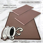 Mat for Coffee Bar 16"x12" – 0.30in Thick Non-Slip Rubber Countertop Protector, Spill-Proof Durable Kitchen Counter Mat. Glass Drying, Barista Coffee Bar Accessories.