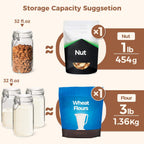 ComSaf Glass Jars with Airtight Lid Set of 3, Mason Jars 32 oz, Pickling Jar, Canning Jar 32oz, 32 oz Glass Containers with Lids for Kitchen, Pickle, Flour, Cereal, Pasta, Sugar, Herb