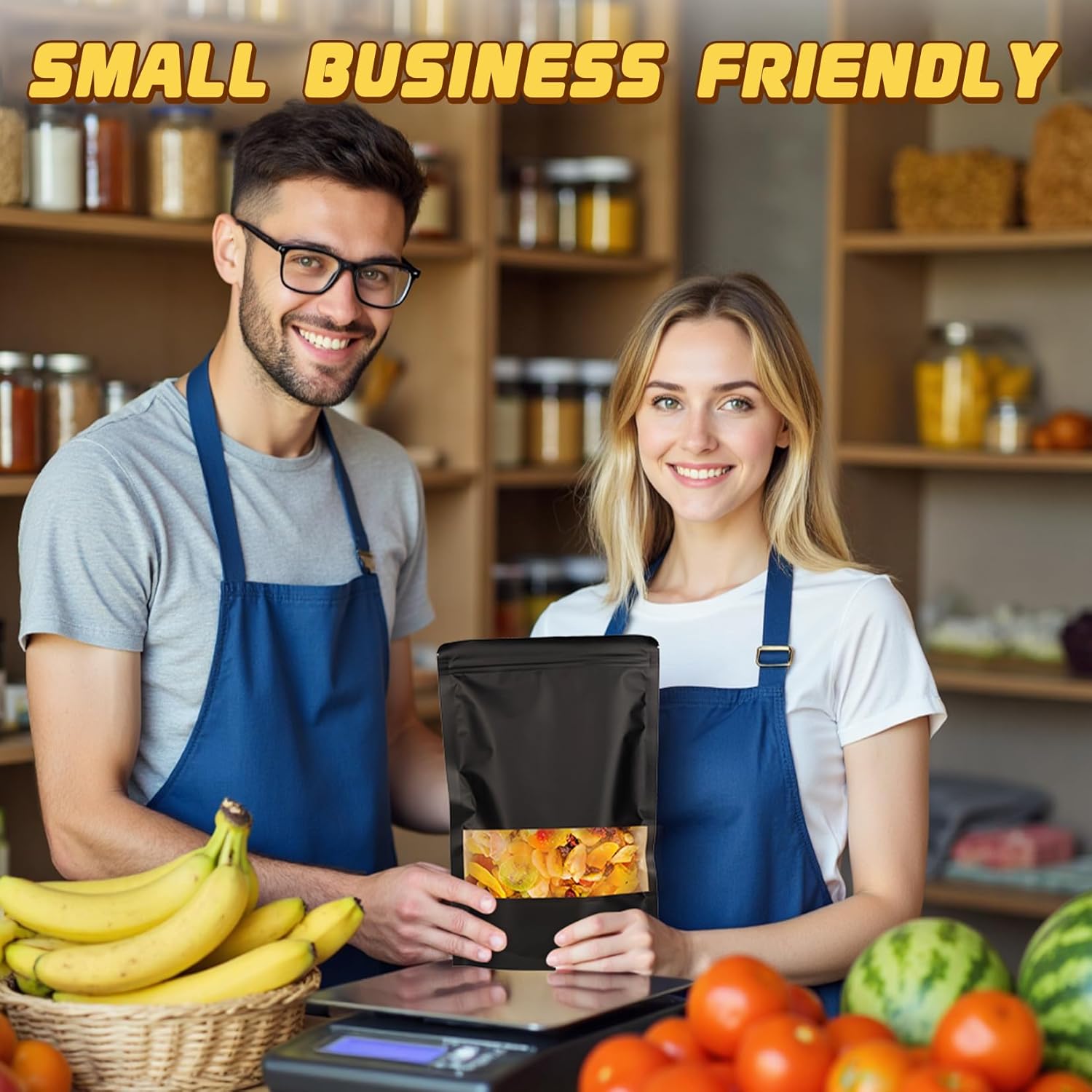 Jetmore-50pack-Smell-Proof-Bag, Reusable Zip Lock Bags with Window, Resealable Stand Up Packaging Bags, Brown Paper Pouches for Coffee, Tea, Herbs, Spice, Snack, Baked Goods, Goodie Bags