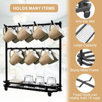 Coffee Mug Holder for Countertop, Coffee Cup Holder Rack with 14 Hooks, Metal Mug Tree Stand with Storage Base for K Cup Coffee Pod Paper Cups Tea Bag - Black