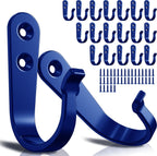 20PCS Wall Hooks for hanging, Metal Wall Hooks for Coats, Coat hooks for Wall, Heavy Duty Single Prong Wall Hooks With 40 Pieces Screws for Hanging Coats，Towel，Backpack，Hat, Dog Leashes (Blue)