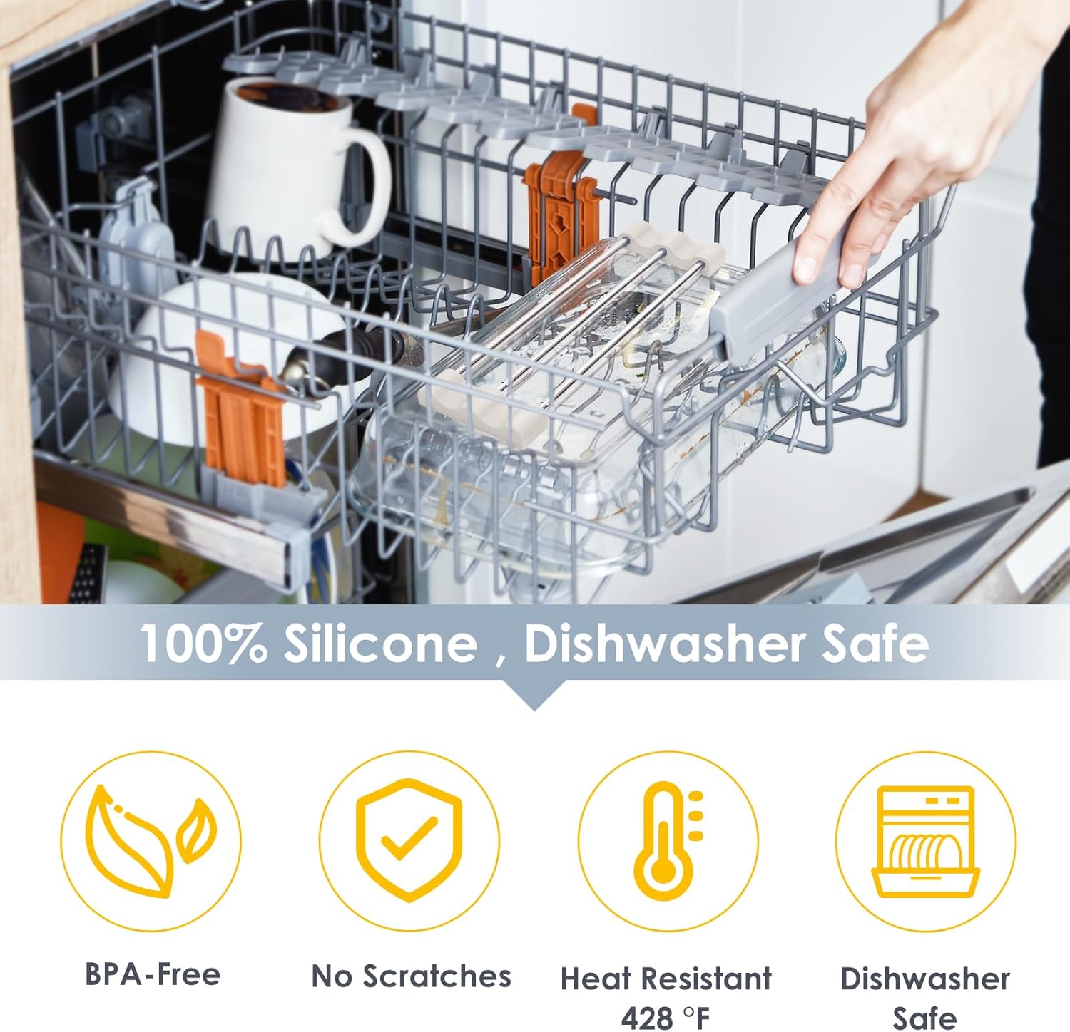 Tomorotec Adjustable Over-The-Sink Kitchen Rack for Dishcloths, Sponges, Bottles and Brushes - Heat-Resistant Stainless Steel with Slim, Expandable Design and Multifunctional Silicone Holder