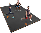 Large Exercise Mat 8'x5'|12'x6' Workout Mat for Home Gym Mats Exercise Heavy Duty Gym Flooring Fitness Mat Large Yoga Mat Cardio Mat for Weightlifting, Jump Rope, MMA, Shoe-Friendly