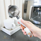 54mm Bottomless Portafilter Modern Handle – Includes Stainless Steel Naked Basket – Fits Breville Barista Express & 54mm Breville Espresso Machines - Espresso Machine Accessories – White
