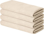 Artoid Mode 100% Cotton Beige Waffle Weave Kitchen Dish Cloths, 13x28 Inch Ultra Soft Absorbent Quick Drying Kitchen Dish Towels Set of 4