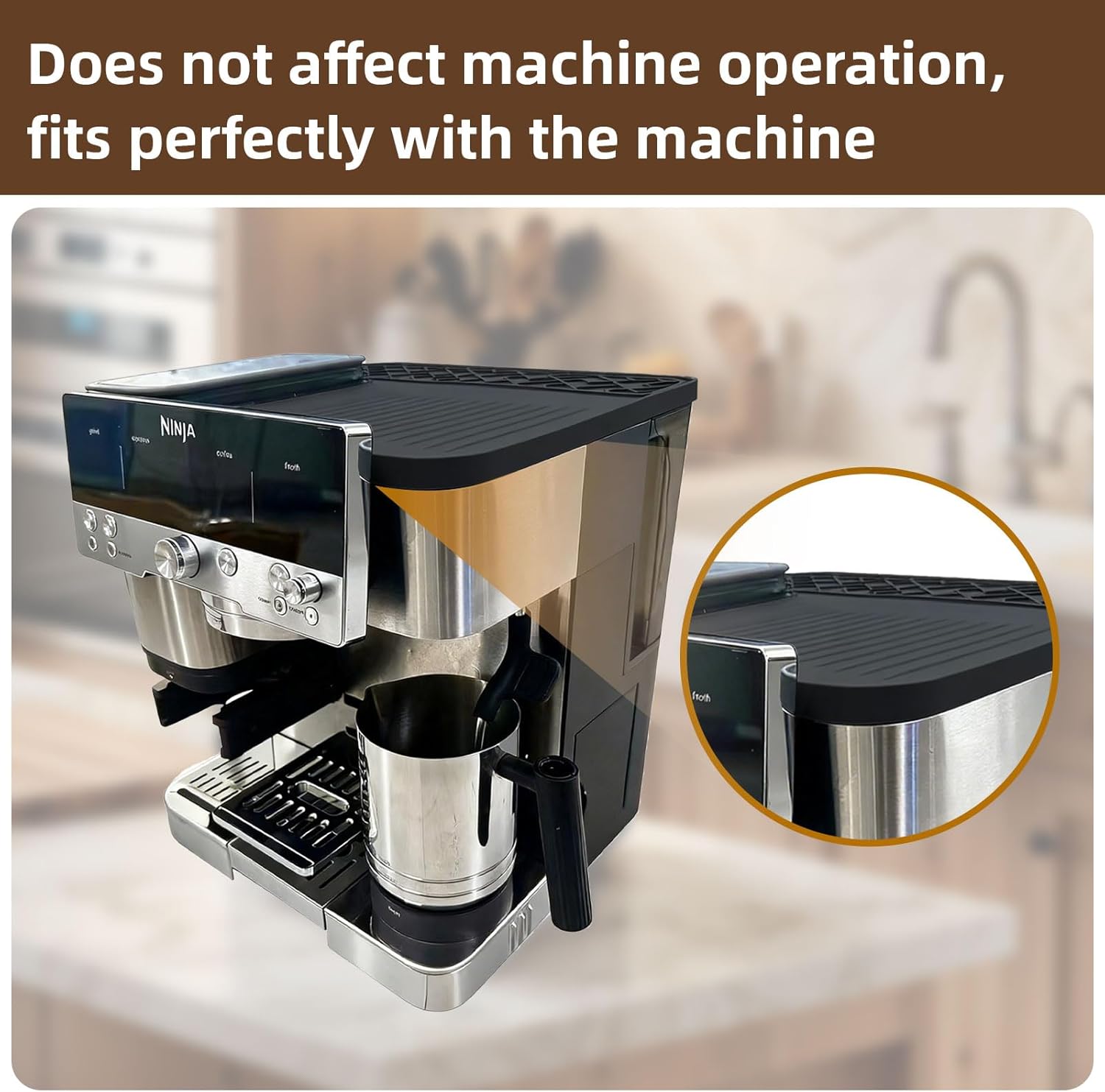 Top Silicone Coffee Mat for Ninja Luxe Espresso Coffee Machine ES601,Espresso Tamping Mat,Protects Top Surface, Food-Grade,Non-Slip,Waterproof, Heat-Resistant,Ninja Luxe Cafe Accessories