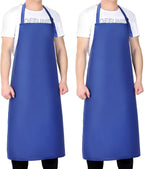 2 Pack Waterproof Rubber Vinyl Apron 40 Inch Light Duty Model Chemical Resistant Work Apron Clothes Durable Extra Long Black with Adjustable Bib Apron for Dishwashing Lab Work Butcher Cleaning Blue
