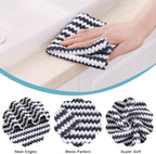 Homaxy 18 Pack Kitchen Dish Cloths, Ultra Soft and Absorbent Dish Towels, Reusable Fast Drying Microfiber Cleaning Cloth, Coral Velvet Wave Design No-lint, 10 x 10 inches, Dark Grey/Navy Blue/Beige