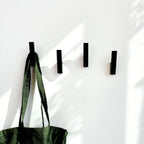 Wood Wall Hooks - Set of 4 - Solid Black Walnut Wood Coat Hooks for Hanging Hat, Purse, Backpack, Bag, Jacket - Modern Farmhouse Decor for Wall and Practical Entryway Hooks (Walnut)