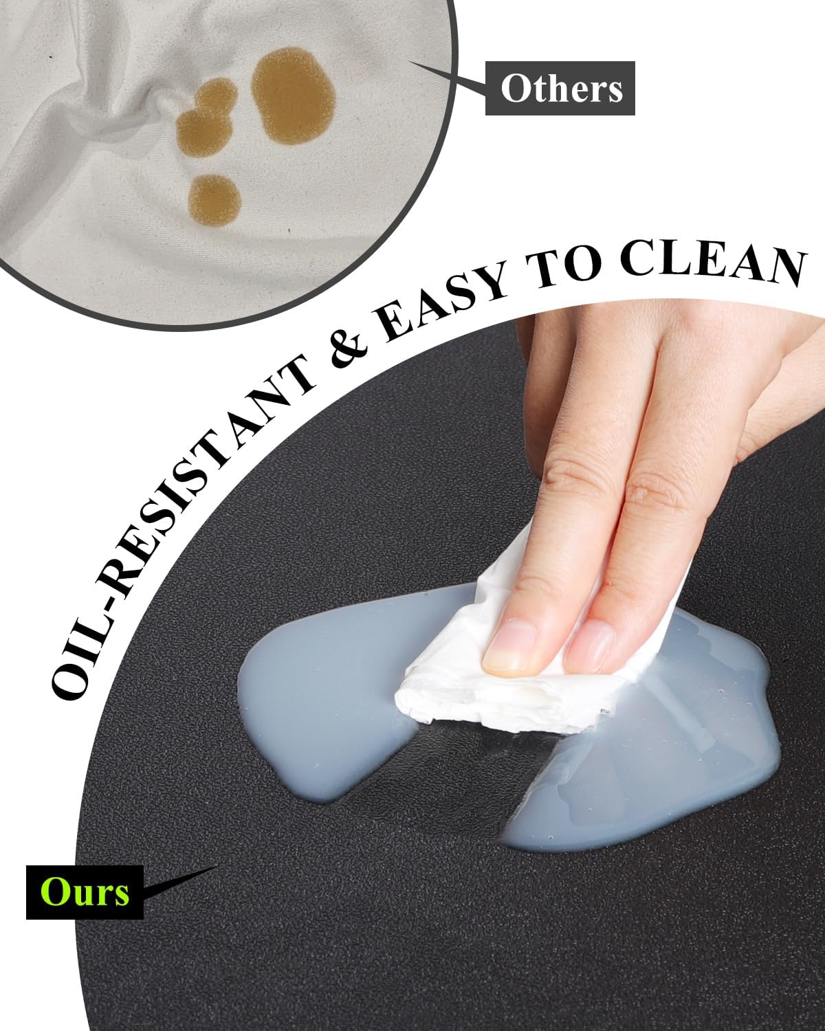 Black Plastic Table Cover Protector, 48" Round Waterproof Easy Flat PVC Desk Pad Mat, 1.5mm Thick Vinyl Table Top Protector for Dining Room Table, Office, Dresser