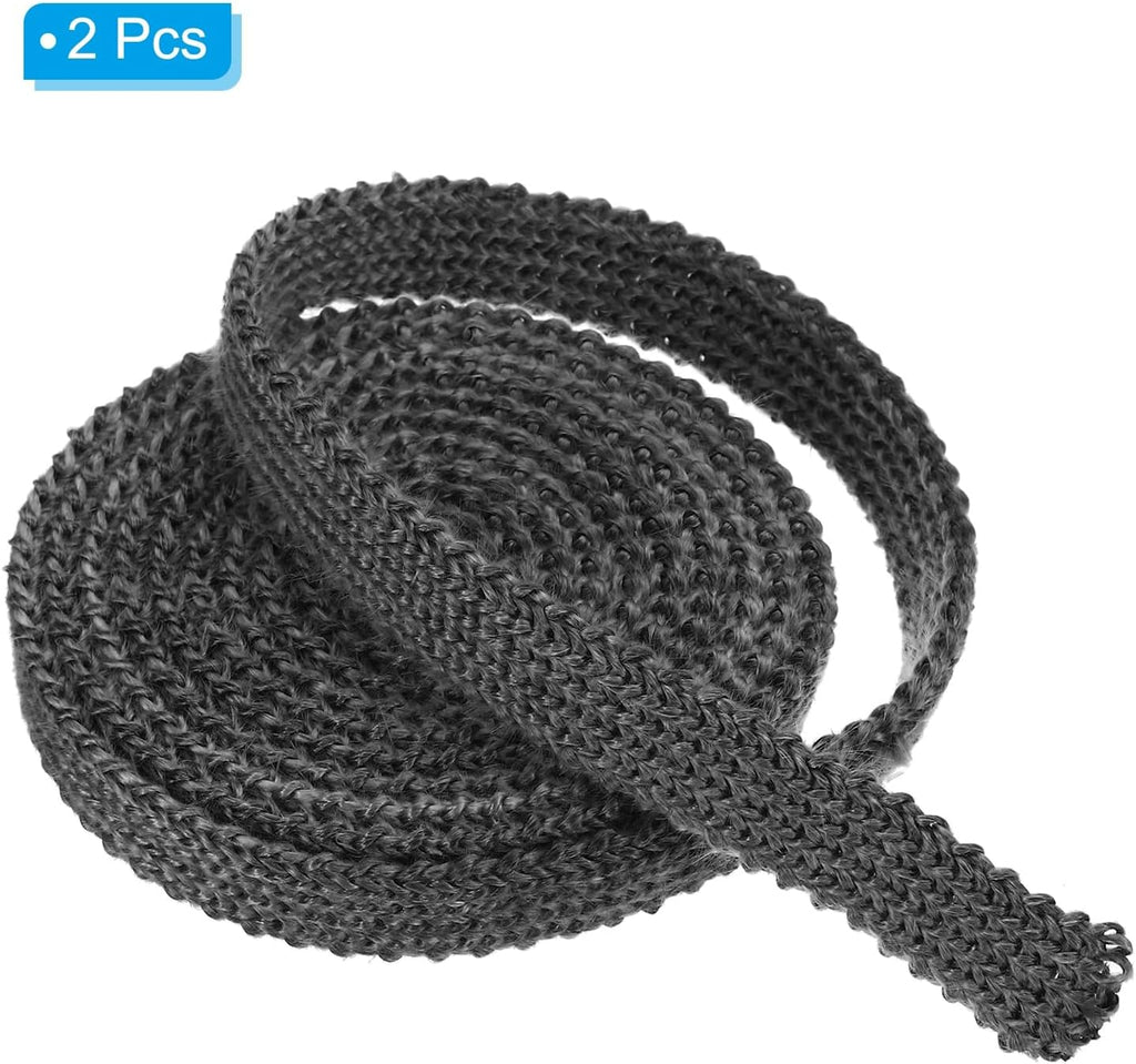 PATIKIL Wood Stove Gasket, 2Pcs 9/16" x 1/8" x 73" Flat Graphite Fiberglass High-Temperature Resistance Seal Rope for Stoves Fireplace Door, Black
