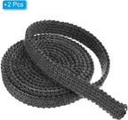 PATIKIL Wood Stove Gasket, 2Pcs 9/16" x 1/8" x 73" Flat Graphite Fiberglass High-Temperature Resistance Seal Rope for Stoves Fireplace Door, Black