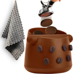 Espresso Knock Box with Barista Towels, Removable Shock-absorbent Knock Bar & Non-Slip Base - Knock Box Espresso, Knock Box for Coffee Grounds, Espresso Machine Accessories, Brown, JDHAVMOS