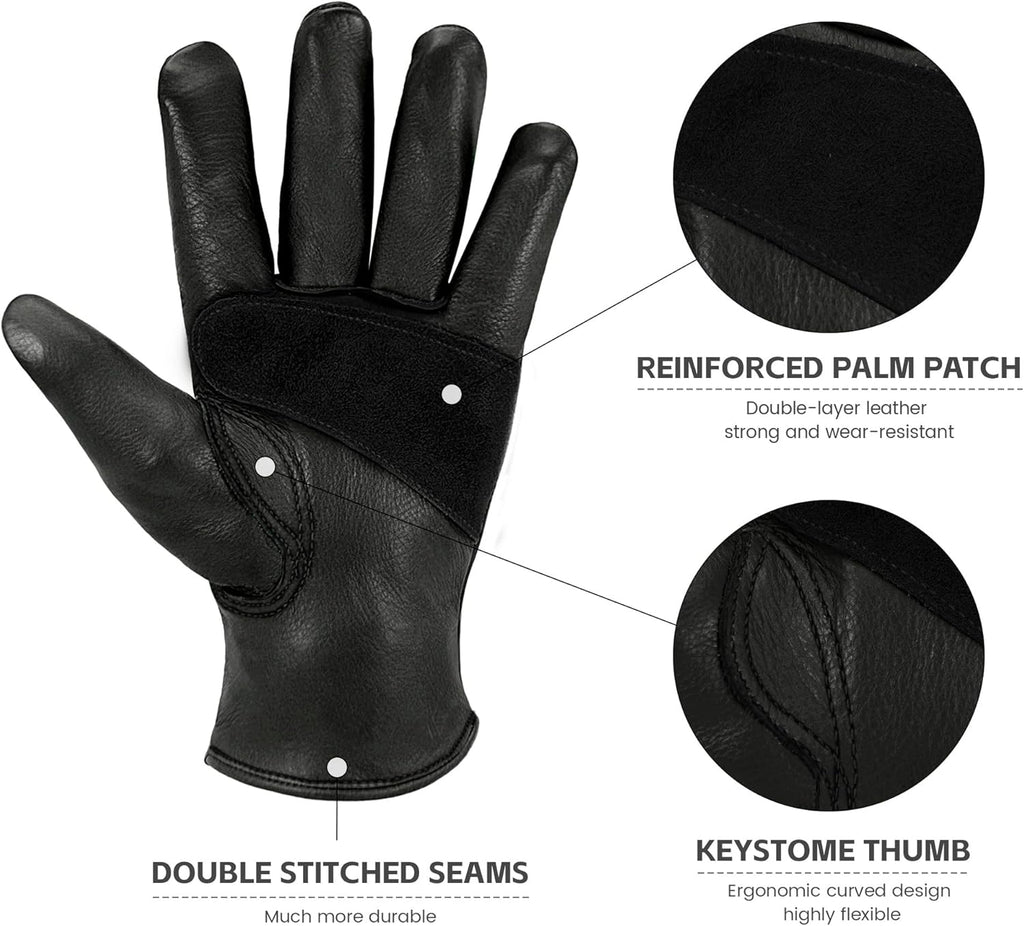 Leather Work Gloves for Men & Women, Reinforced Durable Gardening Gloves,Cowhide Work Gloves,Puncture & Cut Resistant