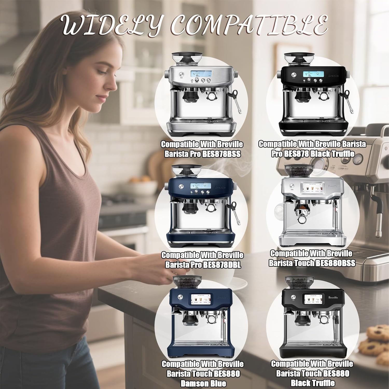 Replacement Water Filter for Breville Espresso Machine Barista Touch Bes880, Barista Pro BES878, Oracle Touch BES990, Oracle BES980, Dual Boiler BES920 Bambino ClaroSwiss Sage, Pack of 6