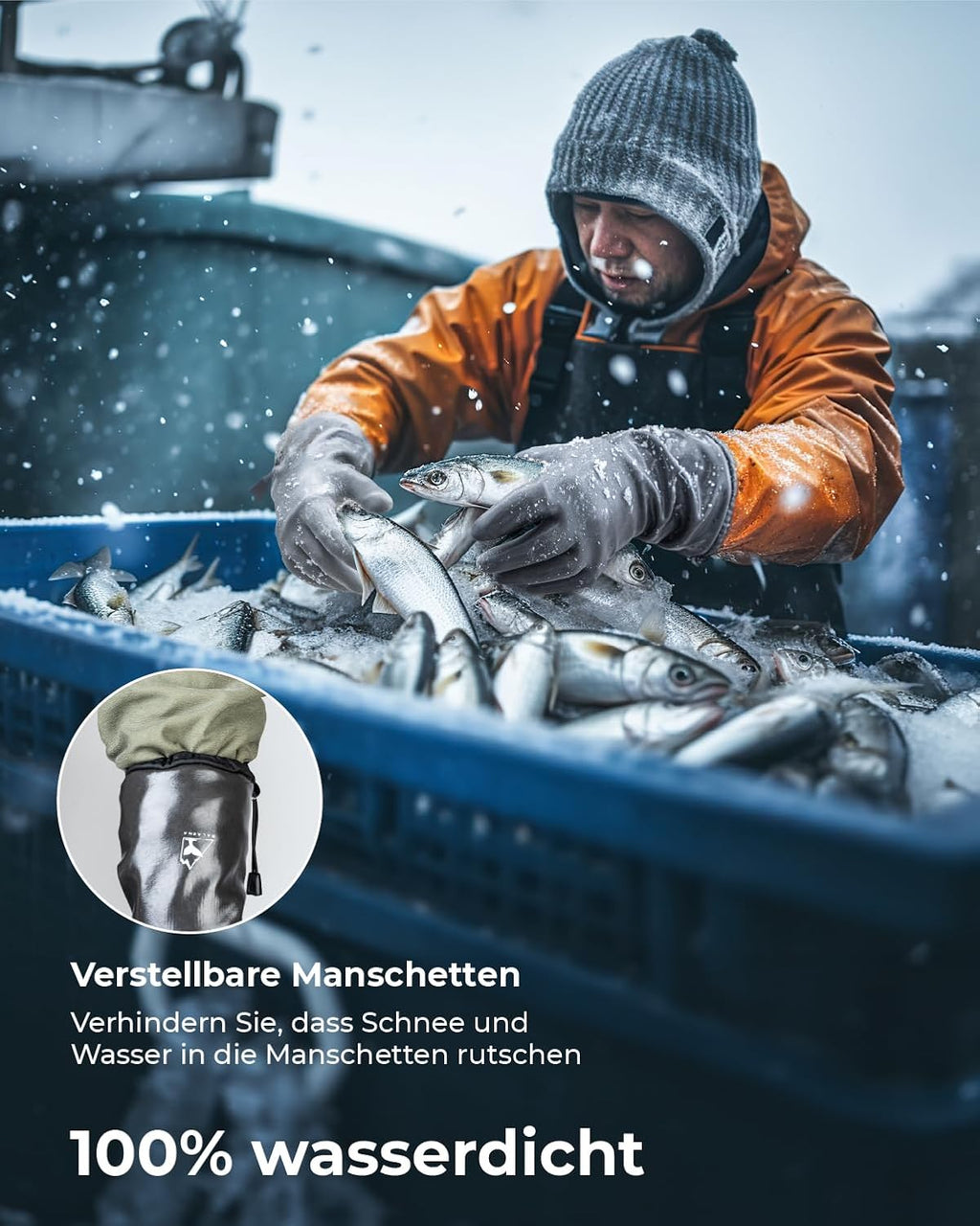 toolant Waterproof Winter Gloves with Grip, Balaena Freezer Gloves for Light Duty Work & Outdoor Adventure, Hiking, Farming, Washing, Ice Fishing, Large