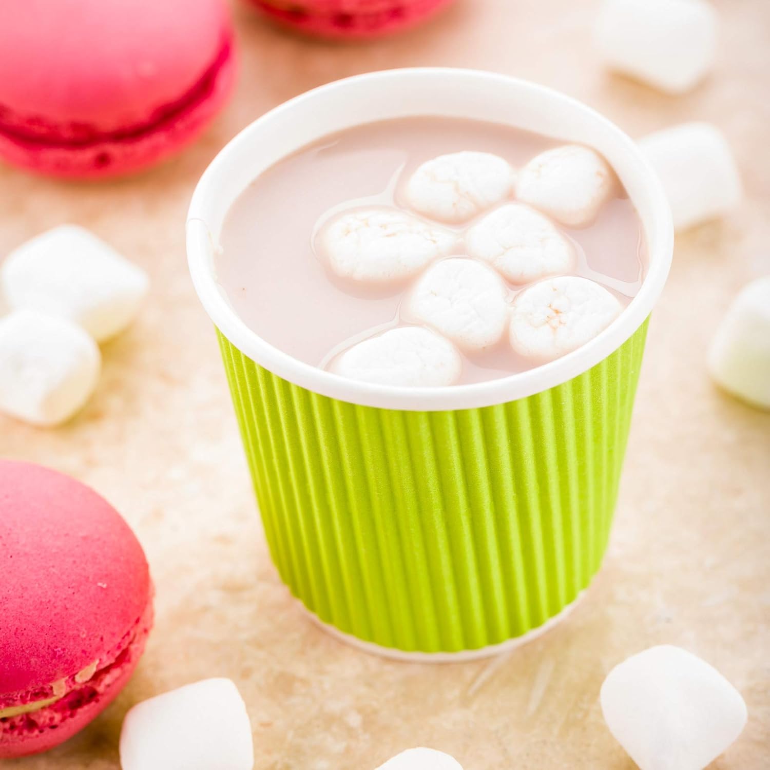 Restaurantware-4 Ounce Disposable Coffee Cups, 500 Ripple Wall Hot Cups For Coffee - Lids Sold Separately, Rolled Rim, Green Paper Insulated Coffee Cups, For Hot Coffee, Tea, And More