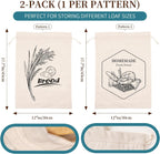 2 Pack of Bread Bags for Homemade Bread，Reusable Linen Sourdough Storage Bags with Plastic Liner,Cotton (17.7" x12")