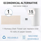 Homaxy 100% Cotton Terry Kitchen Towels(Beige, 13 x 28 inches), Checkered Designed, Soft and Super Absorbent Dish Towels, 4 Pack