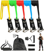 Resistance Loop Bands Set - 5-Level Exercise Bands for Home Fitness, Physical Therapy & Strength Training (10-50lbs)