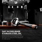 54mm Espresso Bottomless Portafilter with 3 Ear | Stainless Steel Basket and Black Aluminum Alloy Handle | Fits 54mm Breville/Sage Barista Espresso Machine | Espresso Accessories