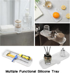 Silicone Bathroom Soap Dishes with Drain Spout-Bathroom and Kitchen Sink Organizer,Sponge Holder,Dish Soap Tray,Perfect for Dispenser,Scrubber,Bottle,Cup on Sink or Counter-Translucent 12"×4"