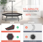 ANCHEER 50" Rebounder Trampoline for Adults With Bar, 550 LBS Mini Trampoline Quiet Exercise Bungee Jumping Cardio Trainer Workout