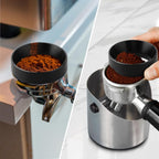 49MM Espresso Dosing Funnel With Magnetic Coffee Ring, Powder Ring Dispenser Doser for Portafilter Accessory, Espresso Distribution Tool, Coffee Tamping Manual Coffee Making Tool (Black)