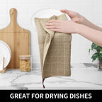 Homaxy 100% Cotton Terry Kitchen Dish Cloths, Ultra Soft and Absorbent Dish Towels for Kitchen, Perfect for Drying and Washing Dishes, 8 Pack, 12 x 12 Inches, Tan