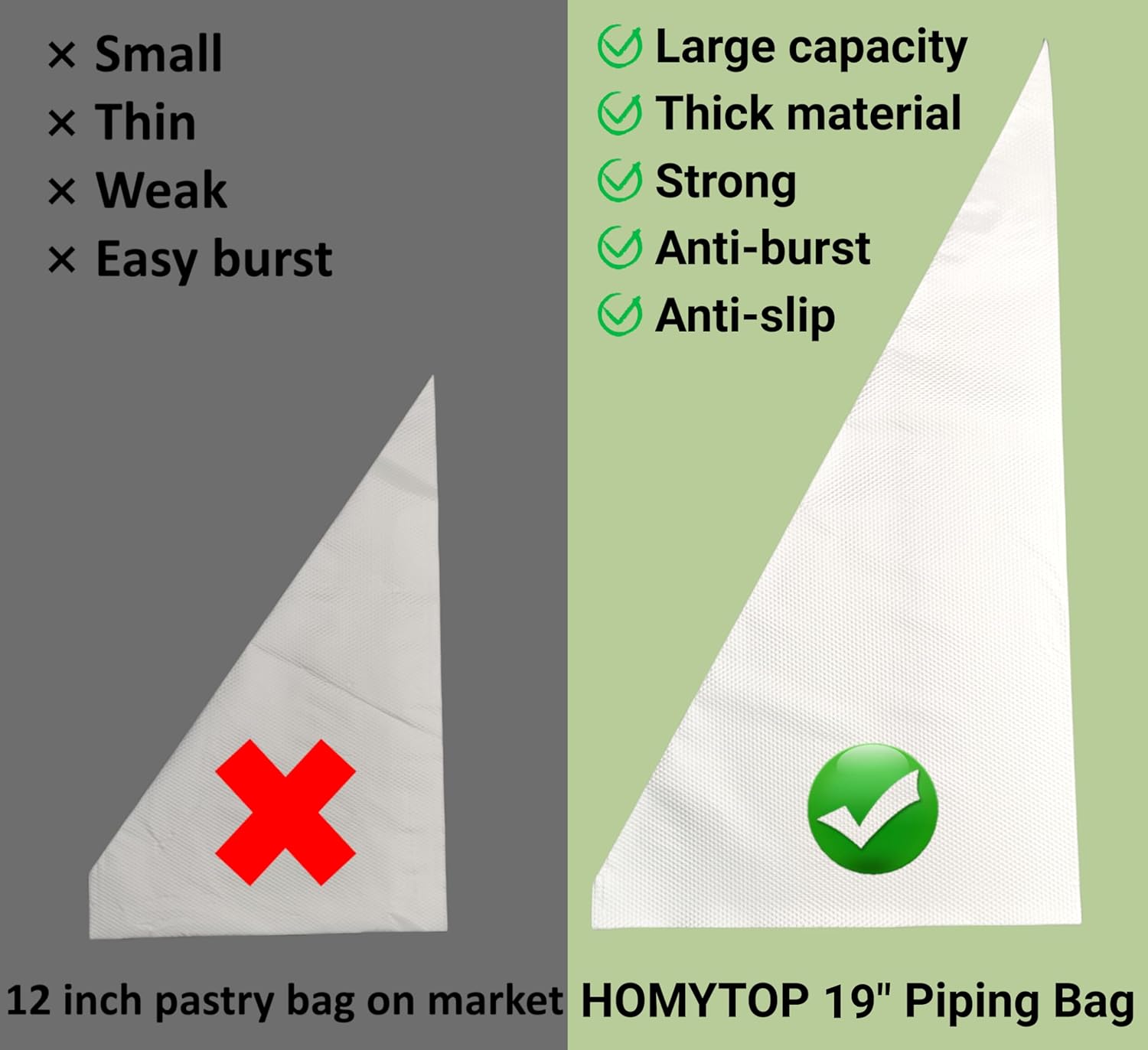 19 Inch Extra Large Piping Bags 100 Pack - Disposable Pastry Bags - Thick Anti-Burst Pastry Icing Frosting Piping Bags For Decorating Cupcakes Cakes Cookies (Extra Large 19 Inch-100 Pack)