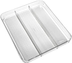 madesmart Utensil Tray - Large | Light Grey | Clear Soft Grip Collection | 3-compartment | Soft-grip Lining | Non-slip Feet | BPA-free