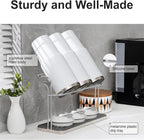 Stainless Steel Cup & Water Bottle Drying Rack with Removable Drip Tray, 2-Tier Space-Saving Mug Holder for Kitchen Countertop, Durable Rust-Resistant Cup Organizer for Coffee Mugs, Glasses, Tumblers